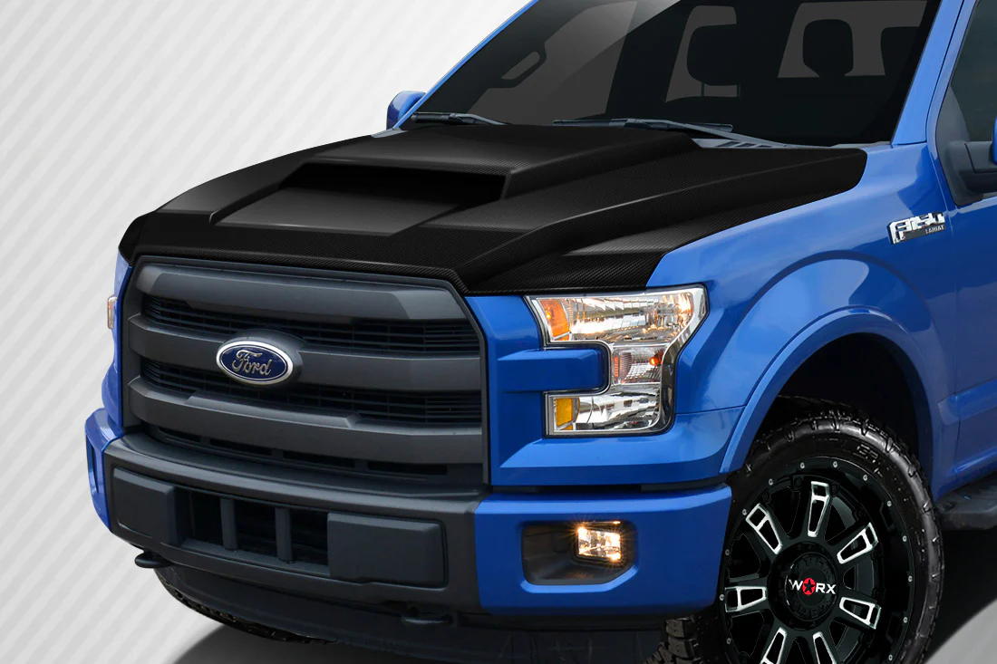 Ford F-150 (2015-2020) Carbon Fiber Grid Hood - Image 4
