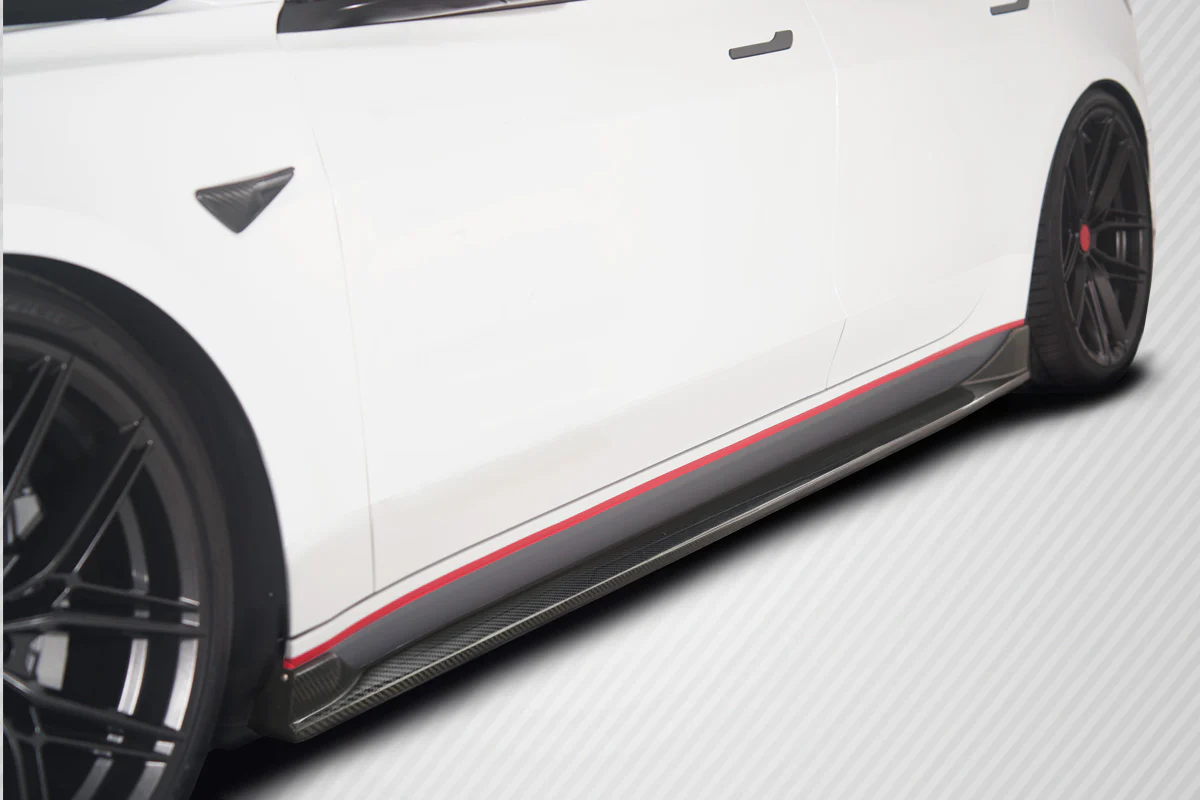 Tesla Model 3 (2018-2023) Carbon Fiber GT Concept Side Skirt Rocker Panels - Image 5